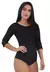 Body Manga Curta Preto Liso Feminino REF VRP406