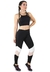 Academia Cropped Preto + Calça Fitness Preto Com Faixas Rosê e Branco Conjunto Fitness | REF: LX061