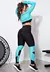 Conjunto Calça Legging + Cropped de Telinha Manga Longa com Detalhes em Azul Turquesa Conjunto Fitness | REF: LX147 - Saphyra Jack