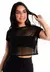 T-Shirt Cropped Preta Transparente Tomara que Caia Com Cropped Preto | REF: LX299