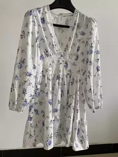 Vestido Mini Floral PAVEHAWK - Manga Comprida e Decote V - loja online