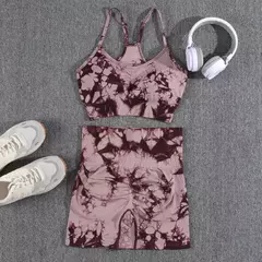 Conjunto Fitness Tie Dye - Shorts e Top Sem Costura