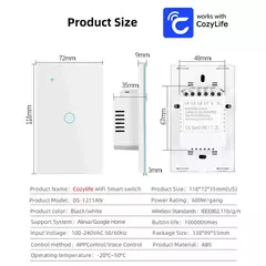 Cozylife WiFi Smart Switch - Interruptor Touch para Casa Inteligente - loja online