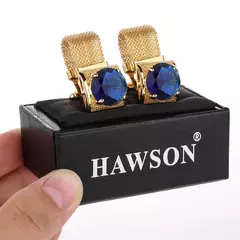 Abotoaduras Hawson: Elegância com Corrente e Ouro Brilhante