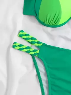 Biquíni Halter Push Up DSS: Sexy Swimwear Colorblock na internet