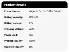 Imagem do Moedor de Café Elétrico Portátil ( Recarregável )