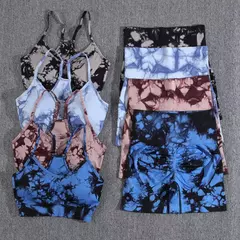 Conjunto Fitness Tie Dye - Shorts e Top Sem Costura