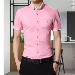 Camisa Masculina de Manga Curta BROWON - Estilo Casual e Elegante na internet