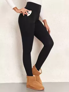 Image of Leggings de Veludo Cintura Alta - Casual e Aconchegante