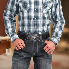 Image of Cinto Masculino BISON DENIM - Cowskin com Design de Águia