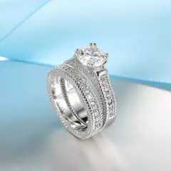 Anéis de Casal Luxuosos - Prata Esterlina 925 com Zircão