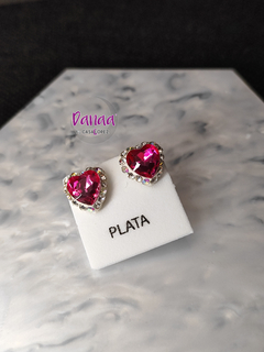 Aretes corazón rosa gigante - comprar en línea