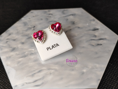 Aretes corazón rosa gigante - Danaa | Joyería Fina 