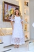 Vestido midi long Ana liss - Bordado elegance - Branco