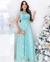 Vestido Aurora - Longo elegante bordado com renda - Verde tiffany - comprar online