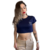 Cropped Alien Face Azul Marinho - comprar online