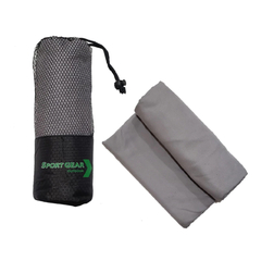 TOALLON GRIS DE MICROFIBRA SECADO RÁPIDO - SPORT GEAR