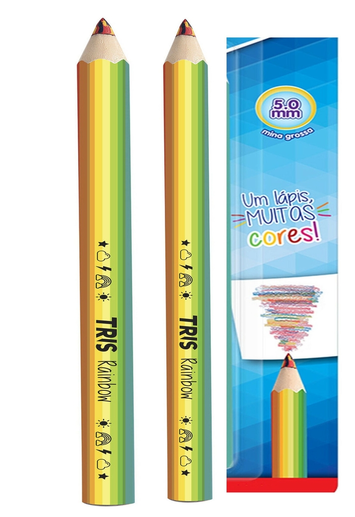 Lápis De Cor Jumbo Rainbow – Mina Multicolorida – Pote C/24 UN