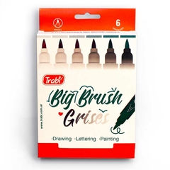 MARCADOR TRABI BIG BRUSH GRISES X 6 - comprar online