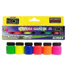 TEMPERA ACRILEX NEON EN POTES X 6