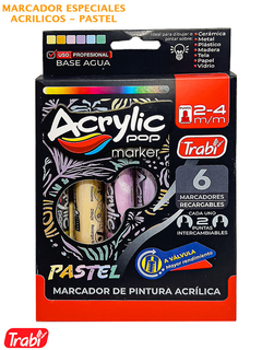 MARCADOR TRABI ACRILICO PASTEL X 6 - comprar online