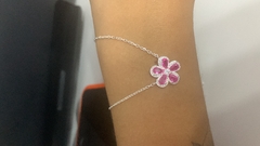 Pulseira flor pink cravejado