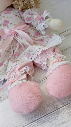 Boneca de Pano Articulada Algodão Vestido Tecido Rosa Floral na internet