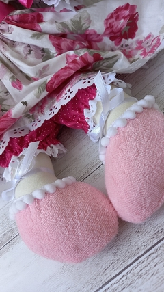 Boneca de Pano Algodão Vestido Tecido Floral Rosa Pink - loja online