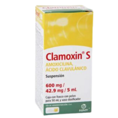 Amoxicilina/Ácido Clavulánico Suspensión 600mg 50ml (Clamoxin S)