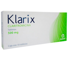 Claritromicina 500mg 10 tabletas (Klarix)