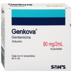 Gentamicina 80mg 5 ampolletas (Genkova)