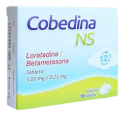 Loratadina/Betametasona 5mg/.25mg 10 tabletas (Cobedina NS)