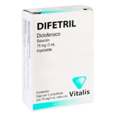 Diclofenaco 75mg/3ml 2 ampolletas (Difetril)