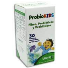 Fibra, Probióticos y Prebióticos 30 tabletas masticables (Probiokids)