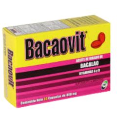 Aceite de Bacalao Vitaminas A y D 30 cápsulas (Bacaovit)