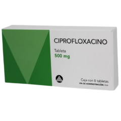 Ciprofloxacino 500mg con 8 tabletas (Medigen)