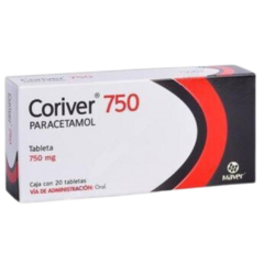 Paracetamol 750mg 10 tabletas (Coriver)