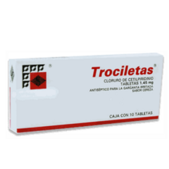 Cloruro de Cetilpiridinio Cereza 1.45mg 10 tabletas (Trociletas)