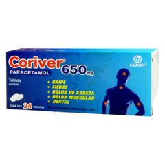 Paracetamol 650mg 24 tabletas (Coriver)