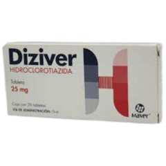 Hidroclorotiazida 25mg 20 tabetas (Diziver)