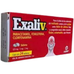 Paracetamol/Fenilefrina/Clorfenamina 24 tabletas (Exaliv)