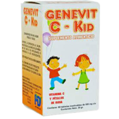 Vitamina C con Pétalos de Rosa 60 tabletas (Genevit C Kids)