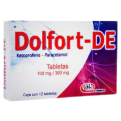 Ketoprofeno/Paracetamol 100mg/300mg 12 tabletas (Dolfort DE)