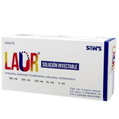 Ampicilina/Metamizol/Guaifenecina/Clorfeniramina/Lidocaína ampolleta Adulto (Laur)