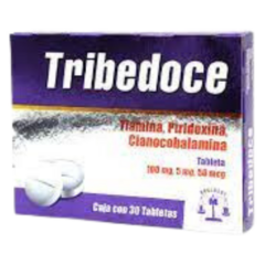 Tiamina, Piridoxina, Cianocobalamina 30 tabletas (Tribedoce)