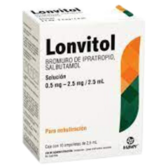 Bromuro Ipratropio/Salbutamol para Nebulizar 10 ampolletas (Lonvitol)