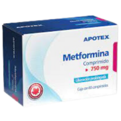 Metformina 750mg Liberación Prolongada 60 tabletas (Apotex)