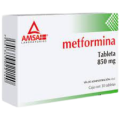 Metformina 850mg 30 tabletas (Amsa)