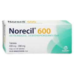 Metronidazol/Diyodohidroxiquinoleina 400mg 20 tabletas (Norecil 600 )