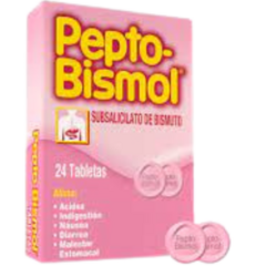 Subsalicilato de Bismuto 262mg 24 tabletas (Pepto Bismol)